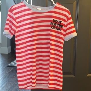 PINK "DO IT FOR THE GRAM" Striped Tee